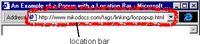 location bar in a popup window