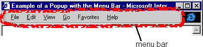 menu bar in a popup window