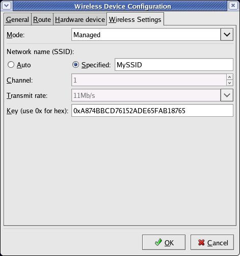 Linux Wireless Settings Screen