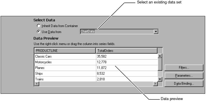 Figure 14-6 Selecting the data set in the lower section of Select Data
