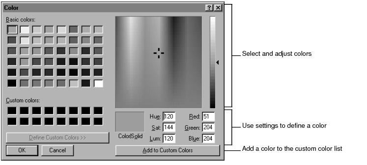 Figure 16-5 Color picker including custom color options