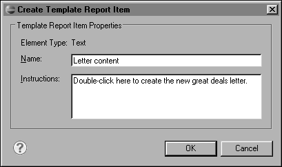 Figure 20-4 Providing instructions for a template report item