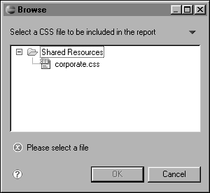 Figure 7-8 Browse showing the CSS file in the resource folder