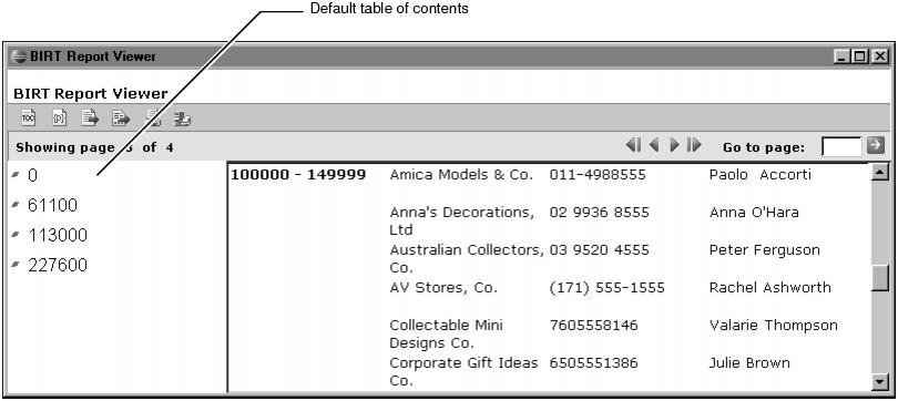 Figure 8-28 Select a value in the table of contents to view the corresponding data