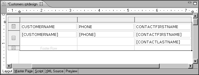 Figure 1-17 Customer and contact information added to a table