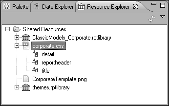 Figure 7-6 Library Explorer showing a CSS file