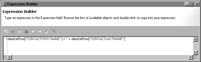 Figure 1-29 Concatenated data in the expression builder