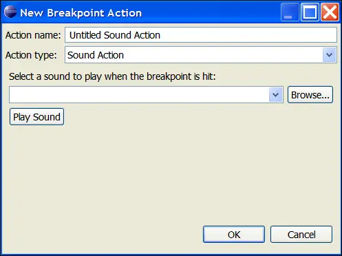 New Breakpoint Action dialog