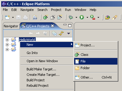 New > File in Projects View