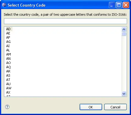 Country Selection Dialog