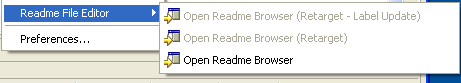 Readme File Editor menu with two grayed items and one enabled item