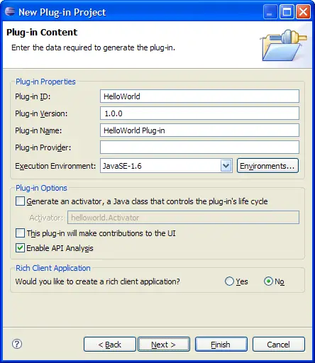 Plug-in Creation Wizard