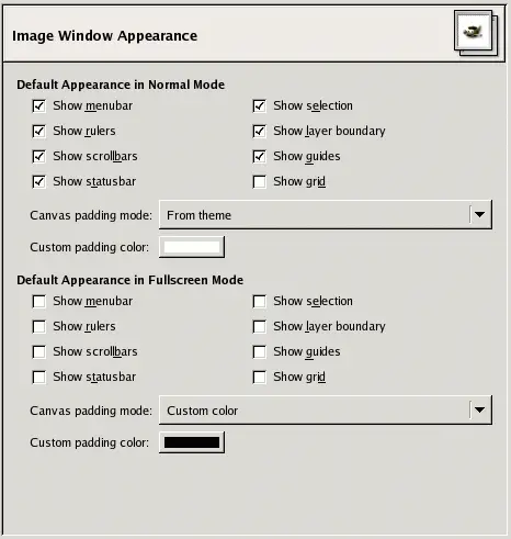 Image Window Appearance Defaults