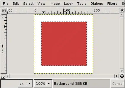 The screenshot shows a rectangular selection filled with the foreground color.