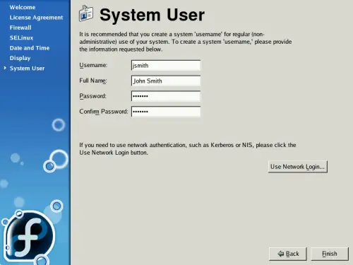
	    System user screen.
	  
