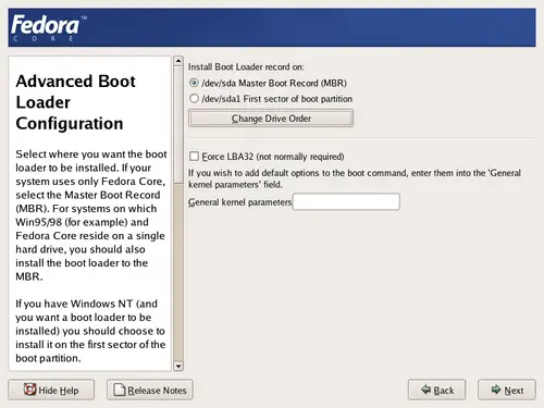 Advanced boot settings menu