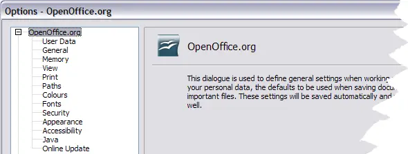 OpenOffice.org Options