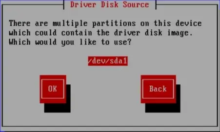 Selecting a driver disk partition