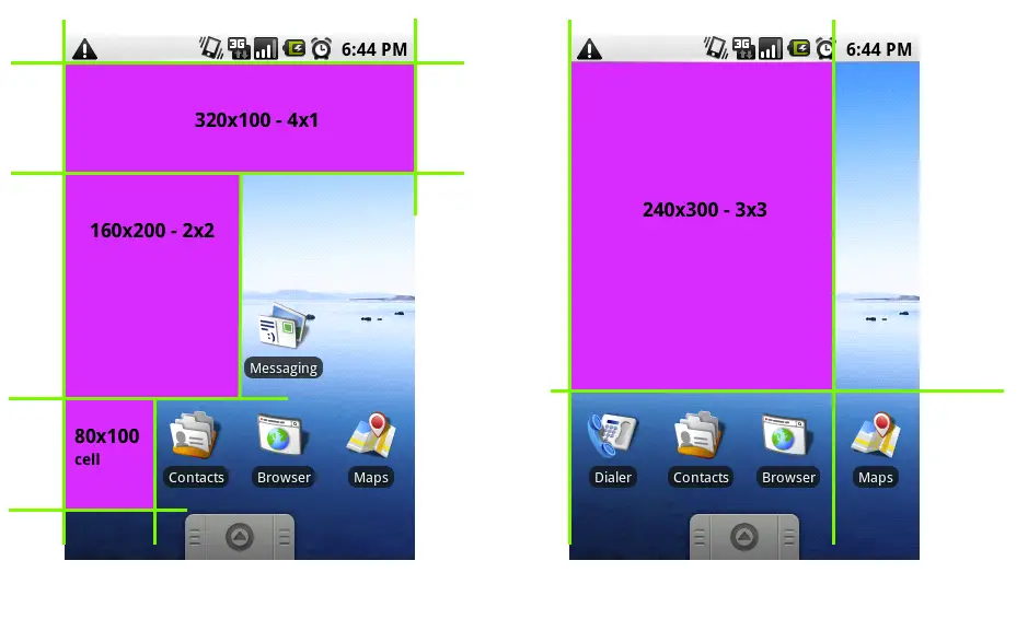 Widget
dimensions in portrait orientation