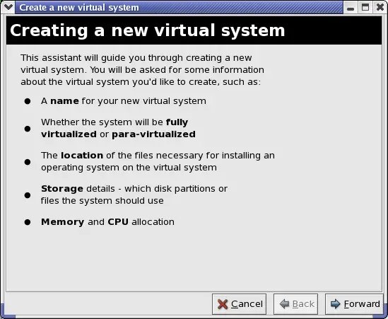 Creating a New Virtual System Wizard