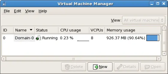 Virtual Machine Manager main window