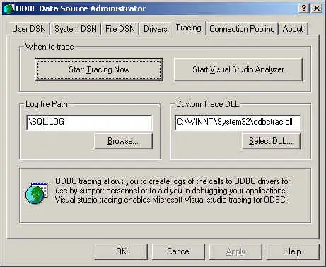 ODBC Tracing
              Tab