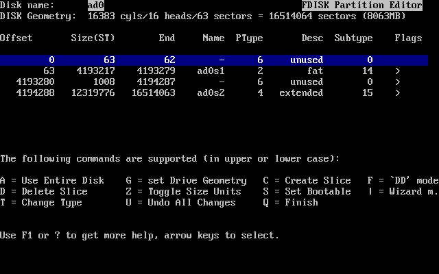 Freebsd fdisk разметка диска