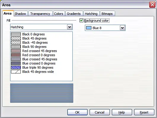 Selecting a hatching fill pattern