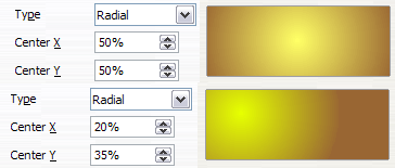 Center option in a radial gradient