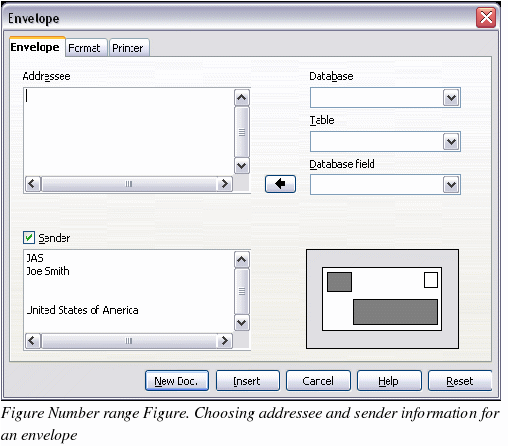 set up standard 10 envelope template libreoffice