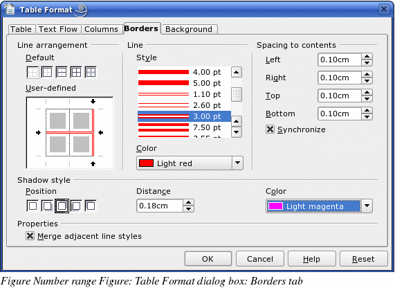 OpenOffice Writer - Specifying table borders