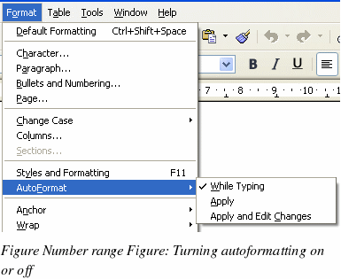 openoffice turn off auto format