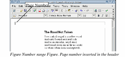 adding page numbers in openoffice writer