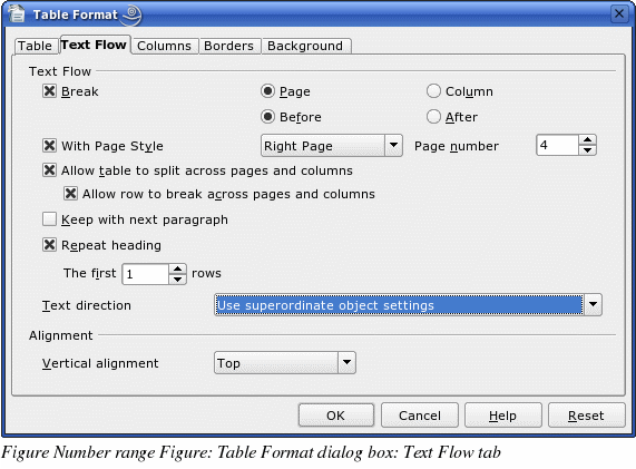 OpenOffice Writer - Specifying text flow